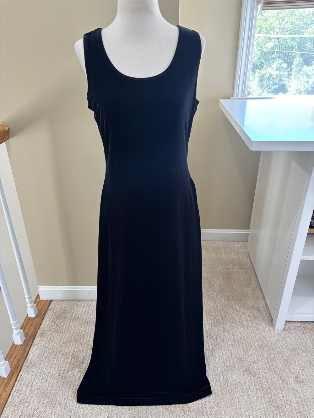 Classic Black Velvet Sleeveless Maxi Dress Size 6